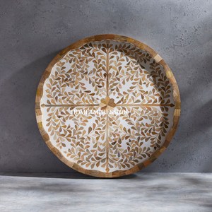 High Quality Wood Serving <b>Tray</b> Large Size Handle Rectangle Shape Modern Design Food Grade Single Tier <b>Ice</b> Cream Lower Price - Product Image 5