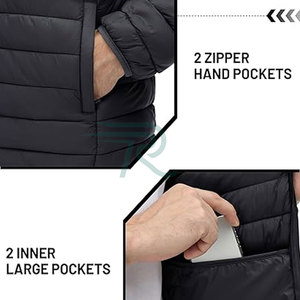 Chaqueta acolchada de alta calidad Razorts, chaqueta aislante en color negro, chaqueta acolchada para hombres y mujeres - Product Image 4