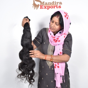 Vendeur naturel en gros tissage vierge couleur noire machine double trame faisceaux bodywave extensions de cheveux humains sud-indien - Product Image 6