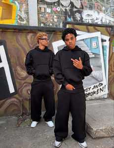 Unisex Oversized Mint Green Polyester/Cotton Water Resistant <b>Lightweight</b> <b>Hoodie</b> Sweatpants Set Casual Streetwear Tracksuit Baggy - Product Image 2