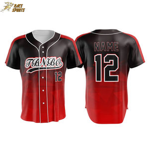 เสื้อเบสบอลสีดำแดง ไซส์ใหญ่ ผลิตตามสั่ง แห้งเร็ว ระบายอากาศ ป้องกันแบคทีเรีย พร้อมปักหมายเลขทีมและโลโก้ ผลิตจากโพลีเอสเตอร์ 100% - Product Image 4