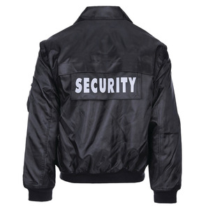 Cargador de guardia de seguridad Chaqueta negra con logotipo reflectante Uniforme de lana ligero - Product Image 3