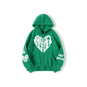 Sudadera con capucha para hombre con cremallera Unisex con estampado 3D personalizado, sudadera de invierno con capucha de algodón y poliéster, Impresión de logotipo de espuma sólida en blanco - Product Image 3