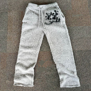 Pantalon de survêtement en mohair personnalisé pour hommes vente en gros de pantalons évasés en mohair brossé pelucheux streetwear pantalon de survêtement en mohair - Product Image 6