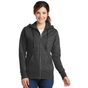 Sweat à capuche zippé basique bleu marine pour femme, léger, en coton thermique doublé de tissu éponge, décontracté, toutes saisons, avec poches et cordons de serrage - Product Image 4