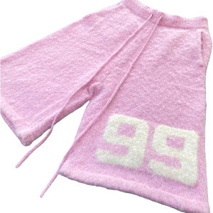 Venta caliente 100% Mohair Shorts Oversized Cordón Diseñador Streetwear Fluffy Kinit Mohair Comfort Cintura elástica Shorts - Product Image 2