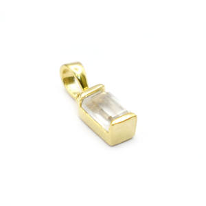 <b>Crystal</b> Quartz Collet Set Charm Gold Plated Baguette Shape Gemstone Prong Pendant for Necklace Handmade Charm For <b>Jewelry</b> Making - Product Image 2