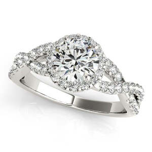 Bague de fiançailles en or blanc 14 carats avec halo torsadé infini serti de diamants de 2,00 carats - Product Image 2