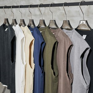 เสื้อกั๊กแอซิดผ้าฝ้าย275ก. สำหรับผู้ชายเสื้อกั๊กแบบย้อนยุคมีสไตล์ใหม่ - Product Image 3