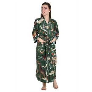 Boho Style Floral Kimono Pure Cotton Bathrobe with <b>Cardigan</b> Design Fashionable <b>Spring</b> and Summer Robe De Chambre - Product Image 3
