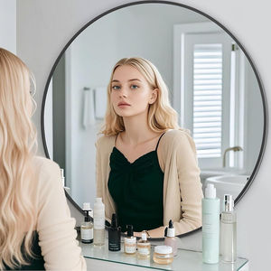 Specchio da Parete Nero di Lusso 100 cm, Design Nordico Moderno, Vetro Senza Cornice in Alluminio per Uso Decorativo in Salotti e Hotel - Product Image 2