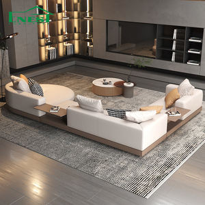 Canapé sectionnel italien en cuir véritable au design minimaliste Canapé de salon à cadre en bois massif Ensemble de canapés haut de gamme Meubles pour villa - Product Image 2