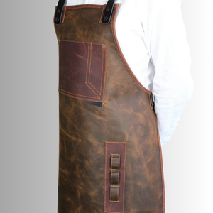 Delantales de carnicero de cocina para barbacoa de cuero genuino de grano completo de alta calidad para hombres y mujeres Ropa de cocina Premium - Product Image 6