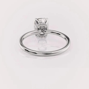 Anillo de Compromiso con Diamante Cultivado en Laboratorio, Corte Radiante, Certificado por IGI, Oro Rosa/Blanco y Amarillo de 9K, Halo Oculto, Anillo de Novia - Product Image 2