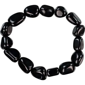 Pulseira de pedra preciosa preta com turmalina, bracelete com pedra preciosa de cristal para homens e mulheres, presente de energia