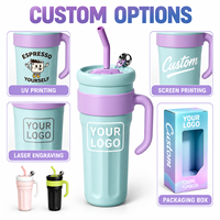 Gobelet isotherme en acier inoxydable 750 ml avec logo personnalisé, poignée et paille, tasse de voyage à double paroi sous vide pour café