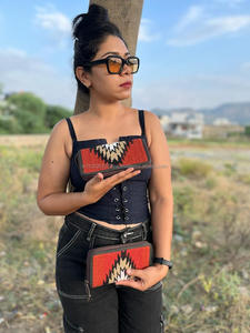 Bolso de mano de cuero de tela azteca occidental, monederos multicolores para mujer, carteras multiusos de cuero acolchado azteca únicas, novedad - Product Image 5