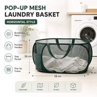 Panier à linge pliable en maille respirante, panier de rangement pour vêtements, organisateur léger et portable pour salle de bain et chambre à coucher
