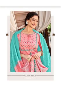 Ensemble de Kurtis de Style indien pakistanais en coton imprimé rayonne pour bas en lycra imprimé en mousseline Dupatta bas imprimé rayonne indien - Product Image 3