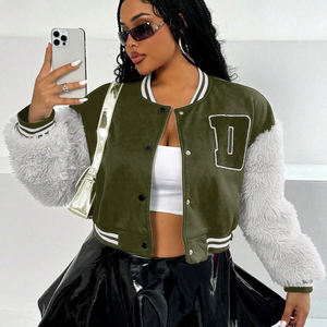 Chaqueta universitaria Rave Varsity con ribete de tira gráfica con letras para mujer con logotipo de tamaño personalizado Chaquetas universitarias de béisbol de INCREÍBLES INDUSTRIAS - Product Image 6