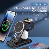 Chargeur Sans Fil Magnétique Pliable 3-en-1 15 W Multifonction à Charge Rapide, Support pour Téléphone, Montre et Écouteurs