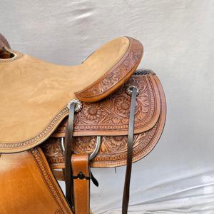Ensemble de selle en cuir western avec décorations de barrel racing haut de gamme, en bois |   Accessoires en acier inoxydable façonnés à la main, ensemble de tack gratuit pour l'équitation - Product Image 3