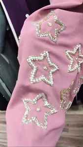 Premium femmes élégant modeste étoile brodé Abayas respirant dubaï robe traditionnelle musulman Premium main travail accessoire - Product Image 3