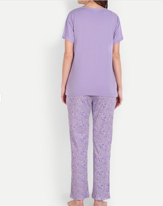 Conjunto de pijama estampado de algodón puro cómodo de fábrica de alta calidad para mujer, Top y pantalones de manga larga con cuello redondo - Product Image 4