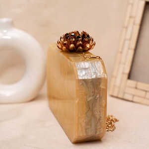 Designer resin <b>clutch</b> elegant handmade purse perfect for weddings bridal and party fashion - Product Image 4