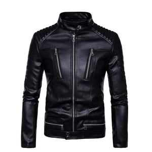Veste en cuir de haute qualité pour hommes, en cuir d'agneau véritable, logo personnalisé sur le devant, vêtements en gros - Product Image 1