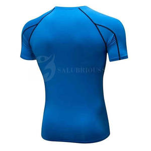 Logo personnalisé Slim Fit T-shirts de compression à manches courtes Spandex/Polyester tricoté Style solide Fitness Running Street T-shirts - Product Image 2