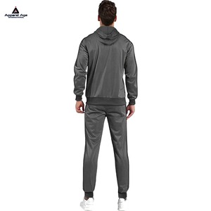 ชุดออกกำลังกายแบบรูดซิปสำหรับผู้ชายกางเกงวอร์มผ้าฝ้ายมีฮู้ดเทอร์รี่แบบปรับแต่งได้แฟชั่นสูง - Product Image 6