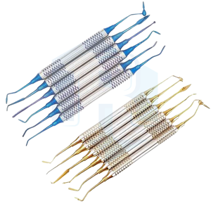 Juego de relleno de compuesto dental, instrumentos manuales de 6 piezas, acero inoxidable recubierto de titanio azul y dorado para uso profesional - Product Image 2