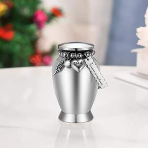 Urnes de papa coeur en argent pour cendres humaines Urnes de souvenir avec breloque en croix Mini urnes de crémation pour cendres en acier inoxydable Taille personnalisée - Product Image 5