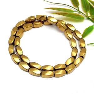 Cuentas de Hematita Dorada de Forma Ovalada, Hilo de Piedras Preciosas Metálicas para la Fabricación de Joyas, Venta al por Mayor de Moda - Product Image 3