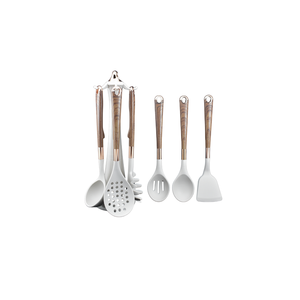 Juego de 7 Cucharas de Silicona de Grado Alimenticio, Importadas, Libres de BPA, con Mango de Madera Blanca, Resistentes al Calor, Solo se Lavan a Mano, para Cocina y Hogar - Product Image 2