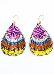 Pendientes bordados de hilo con cuentas para mujer - Product Image 4