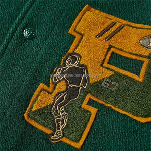 Chaqueta Universitaria de Lana con Mangas de Cuero, Chaqueta Universitaria Vintage para Hombre y Mujer - Product Image 5