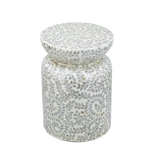 Best Selling Mother Of Pearl <b>Side</b> coffee <b>table</b> Shape <b>White</b> Shell Inlay Decorative Furniture Wholesale For Resort Interior Use - Product Image 1