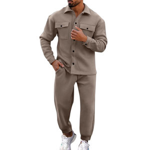 Survêtements d'hiver décontractés pour hommes de qualité supérieure 2025, légers, unis, 2 en 1, ourlet fendu, taille élastique, 100% polyester, unisexe - Product Image 2