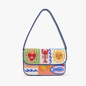 Nuevo Bolso de Mano Tipo Clutch con Cuentas de Diseño, Bolsos de Mano para Mujer, Logotipo Personalizado, Estilo Clásico con Cuentas de Semilla, Algodón - Product Image 1