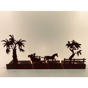 ของตกแต่งโต๊ะคริสต์มาส เชิงเทียนโลหะลายฉลุซานต้า ของขวัญตกแต่งโต๊ะ - Product Image 5