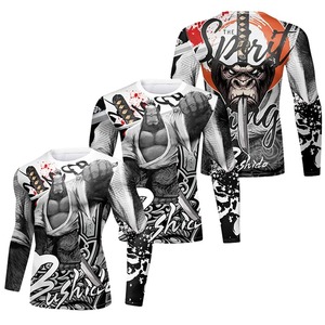 Mma rashguard เสื้อยืดกิโมโนผู้ชาย, เสื้อยืดพิมพ์ลาย3D ใหม่ BJJ kickboxmma เสื้อยืดรัดกล้ามเนื้อนักมวยไทย