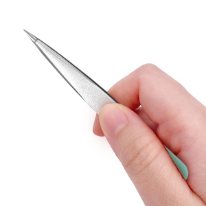 Pince à épiler à sourcils en acier inoxydable de haute qualité Design incliné mince avec bout pointu Ensemble de pinces à sourcils épaisses et légères - Product Image 2