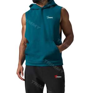 Unisex verano invierno gimnasio chaleco 100% algodón Streetwear Sudadera con capucha cremallera Logo estilo deportivo personalizado sin mangas sudaderas con capucha hombres mujeres gran oferta - Product Image 1