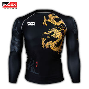 Index <b>Men's</b> Long Sleeve Compression <b>Shirt</b> <b>Black</b> Golden Dragon Print O-Neck <b>Slim</b> <b>Fit</b> Quick Dry Sporty Knitted Polyester - Product Image 1
