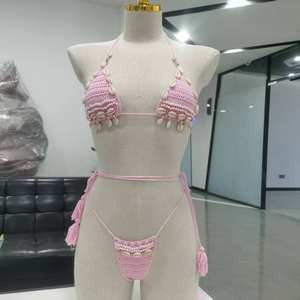 Traje de baño bikini sexy de punto con gancho en la cintura, hecho a mano, estilo europeo-americano transfronterizo, novedad 2025 - Product Image 1