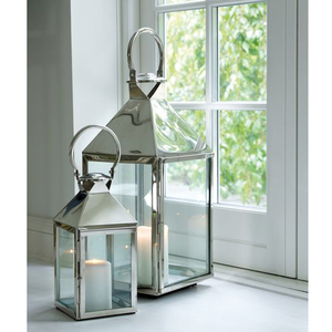 Lanterne suspendue en verre transparent de la meilleure qualité en acier inoxydable lanterne finie argentée pour la décoration de jardin décorations de maison et de bureau - Product Image 5