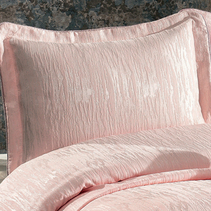 Ensemble de couvre-lit Guzide Larissa Salmon Pink 4 pièces rayé 100% chenille tissé anti-acariens anti-déchirures lavable taille King - Product Image 2