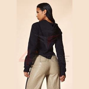 2024 femmes décontracté automne hiver coton pull sweats épais chaud polaire haut court avec tenues à capuche tissu tricoté - Product Image 2